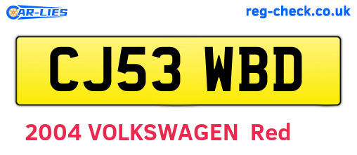 CJ53WBD are the vehicle registration plates.