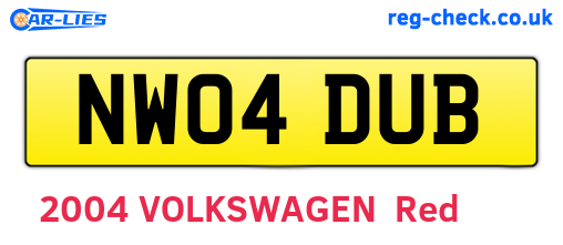 NW04DUB are the vehicle registration plates.
