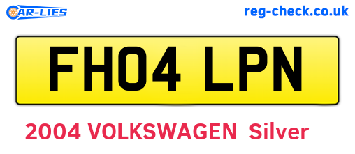 FH04LPN are the vehicle registration plates.