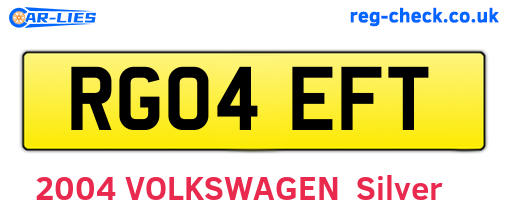 RG04EFT are the vehicle registration plates.