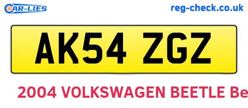 AK54ZGZ are the vehicle registration plates.
