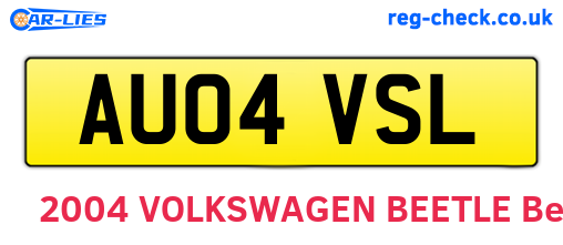 AU04VSL are the vehicle registration plates.