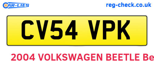 CV54VPK are the vehicle registration plates.