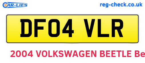 DF04VLR are the vehicle registration plates.