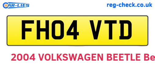 FH04VTD are the vehicle registration plates.