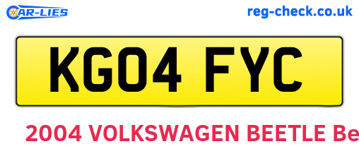 KG04FYC are the vehicle registration plates.