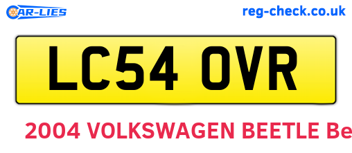 LC54OVR are the vehicle registration plates.