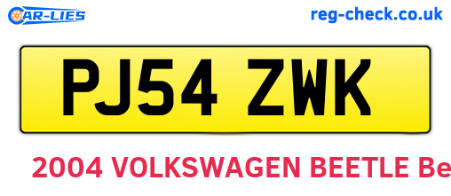 PJ54ZWK are the vehicle registration plates.