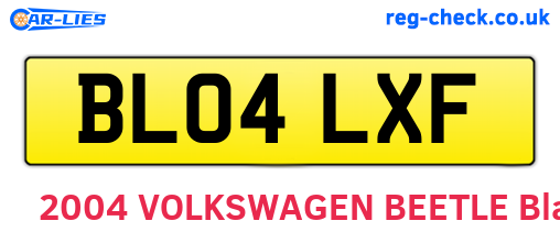 BL04LXF are the vehicle registration plates.