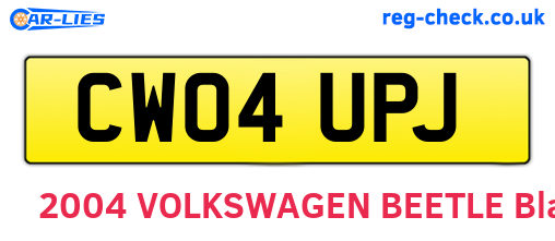 CW04UPJ are the vehicle registration plates.