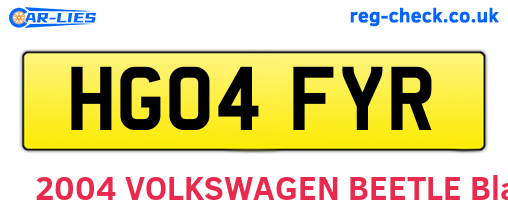 HG04FYR are the vehicle registration plates.