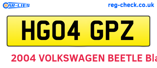 HG04GPZ are the vehicle registration plates.