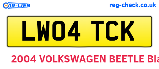 LW04TCK are the vehicle registration plates.