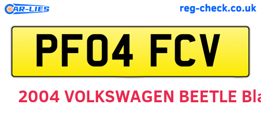 PF04FCV are the vehicle registration plates.