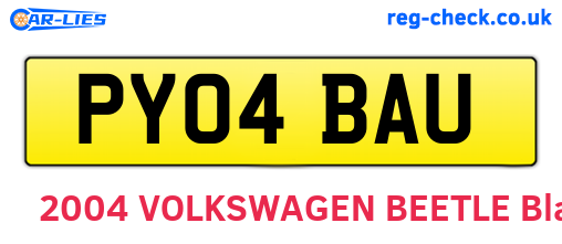 PY04BAU are the vehicle registration plates.
