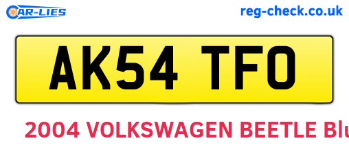 AK54TFO are the vehicle registration plates.