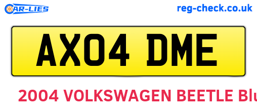 AX04DME are the vehicle registration plates.