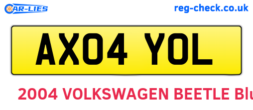 AX04YOL are the vehicle registration plates.