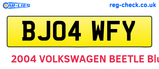 BJ04WFY are the vehicle registration plates.