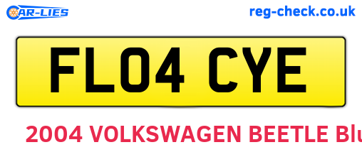 FL04CYE are the vehicle registration plates.
