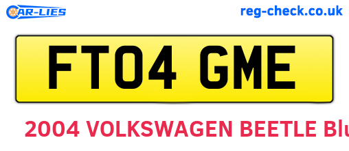 FT04GME are the vehicle registration plates.