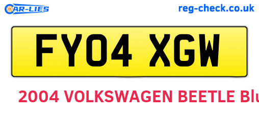 FY04XGW are the vehicle registration plates.
