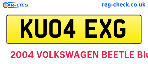 KU04EXG are the vehicle registration plates.