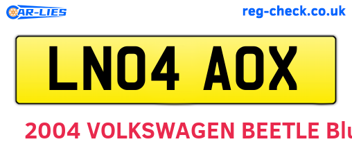 LN04AOX are the vehicle registration plates.