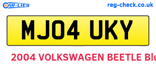 MJ04UKY are the vehicle registration plates.