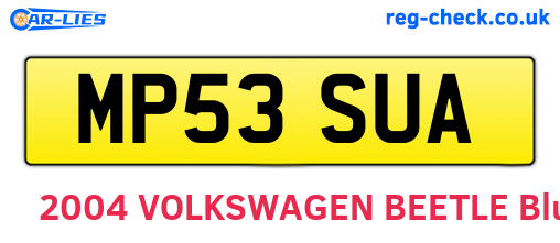 MP53SUA are the vehicle registration plates.
