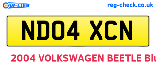 ND04XCN are the vehicle registration plates.