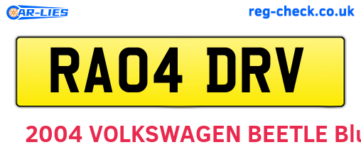 RA04DRV are the vehicle registration plates.