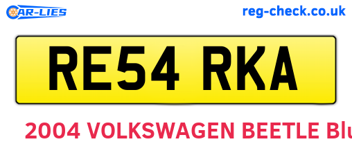 RE54RKA are the vehicle registration plates.