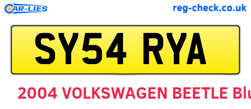 SY54RYA are the vehicle registration plates.
