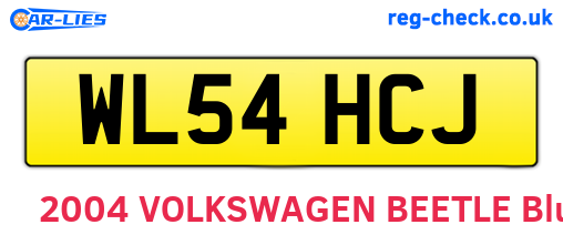 WL54HCJ are the vehicle registration plates.