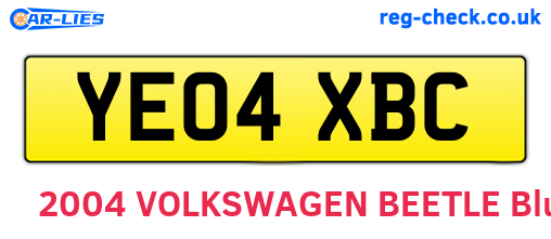 YE04XBC are the vehicle registration plates.