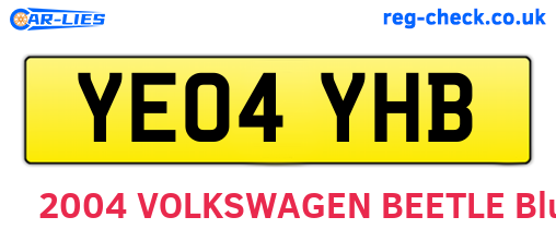 YE04YHB are the vehicle registration plates.