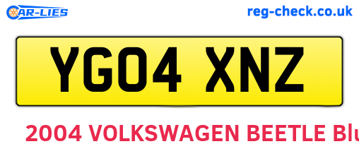 YG04XNZ are the vehicle registration plates.