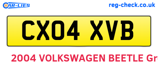 CX04XVB are the vehicle registration plates.