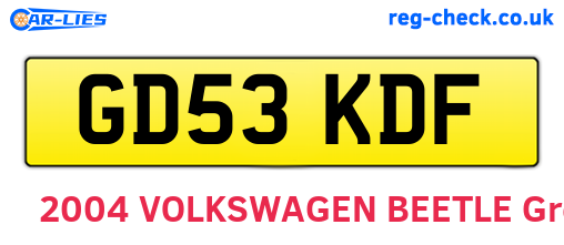 GD53KDF are the vehicle registration plates.