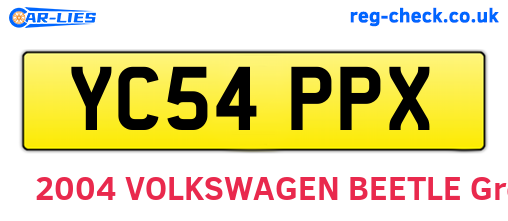 YC54PPX are the vehicle registration plates.