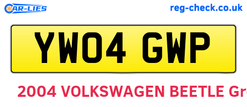 YW04GWP are the vehicle registration plates.