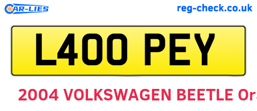 L400PEY are the vehicle registration plates.