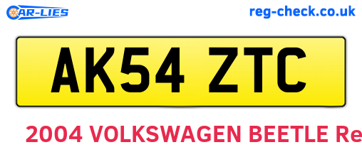 AK54ZTC are the vehicle registration plates.