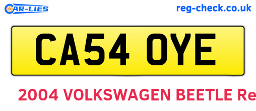 CA54OYE are the vehicle registration plates.
