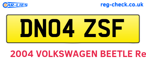 DN04ZSF are the vehicle registration plates.