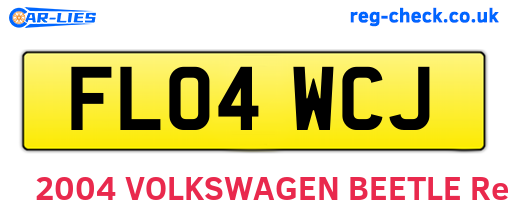 FL04WCJ are the vehicle registration plates.