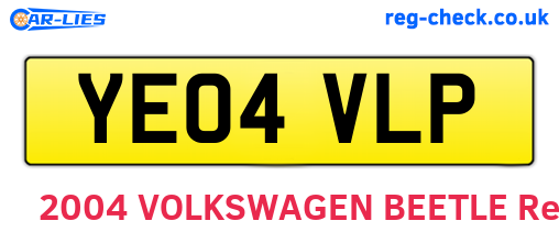 YE04VLP are the vehicle registration plates.