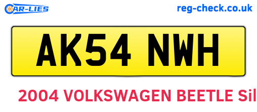 AK54NWH are the vehicle registration plates.