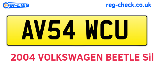 AV54WCU are the vehicle registration plates.